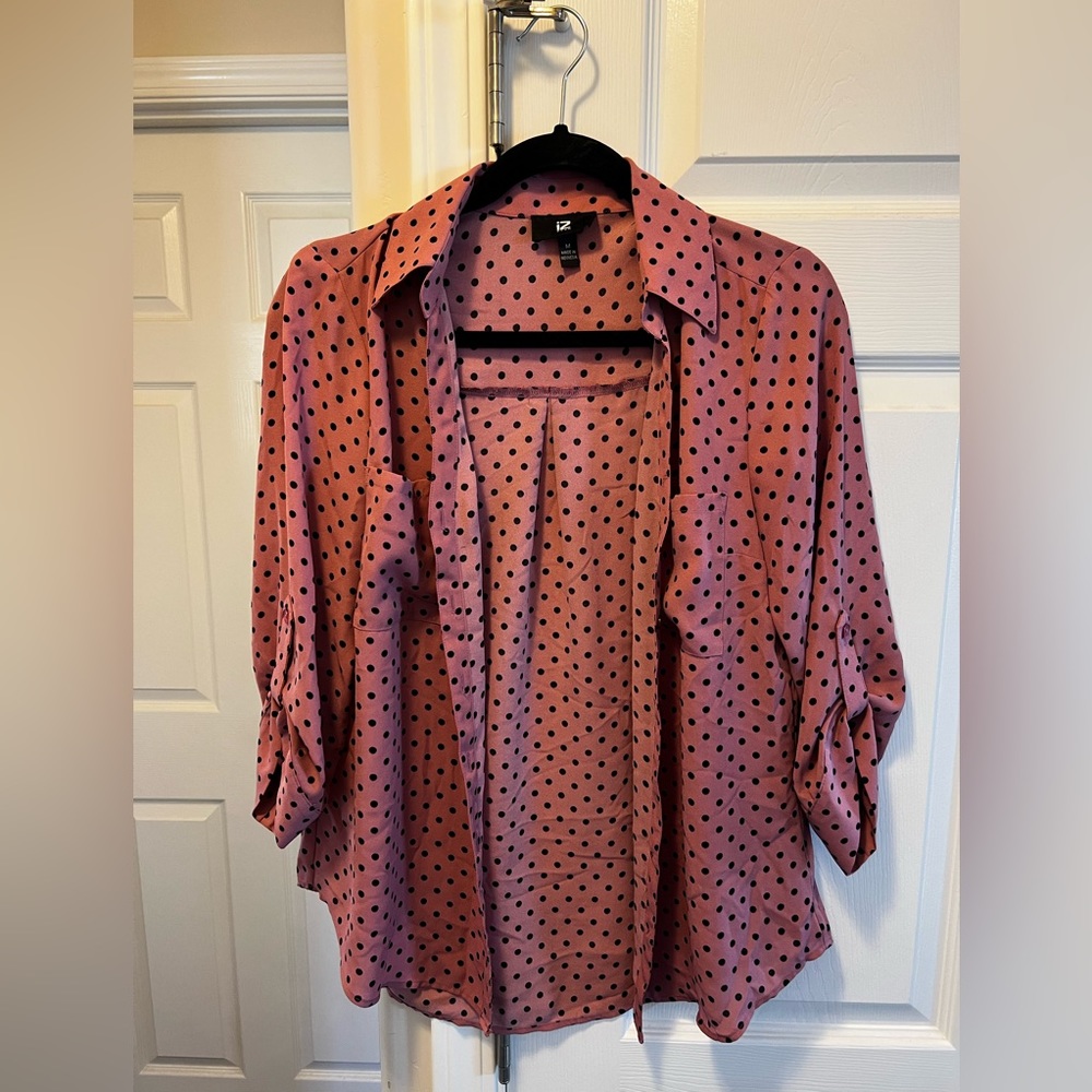 Button Down Pink polka dot long sleeve